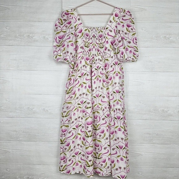 Monsoon and Beyond Estella Midi Dress Size Medium Mangrove Pink Floral Handmade - Picture 7 of 16